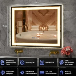 LED Badspiegel Badezimmerspiegel mit Beleuchtung Wandspiegel Beschlagfrei IP44