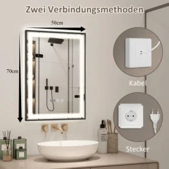 LED Badspiegel Badezimmerspiegel mit Beleuchtung Wandspiegel Beschlagfrei IP44