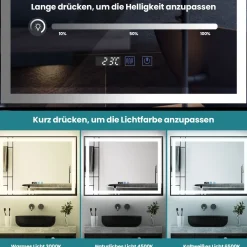 LED Badspiegel Badezimmerspiegel mit Beleuchtung Wandspiegel Beschlagfrei IP44