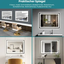 LED Badspiegel Badezimmerspiegel mit Beleuchtung Wandspiegel Beschlagfrei IP44