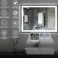 LED Badspiegel Badezimmerspiegel mit Beleuchtung Wandspiegel Beschlagfrei IP44