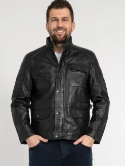 Lederjacke Herren Echt Leder Jacke Rock Creek Herren Bikerjacke H-382 S-3XL NEU