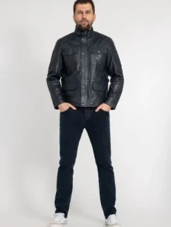 Lederjacke Herren Echt Leder Jacke Rock Creek Herren Bikerjacke H-382 S-3XL NEU