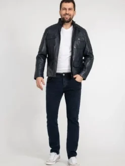 Lederjacke Herren Echt Leder Jacke Rock Creek Herren Bikerjacke H-382 S-3XL NEU