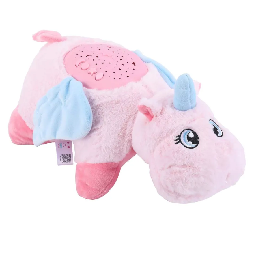 LED Lampe Kuscheltier Einschlafhilfe Einhorn Nachtlicht mit Sternenhimmel und Musik