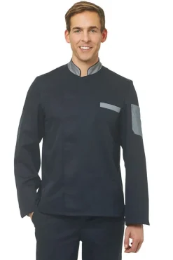 Leiber Herren Kochjacke 12/2755/1082 Schwarz/Hellgrau