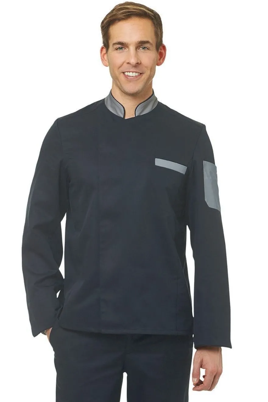 Leiber Herren Kochjacke 12/2755/1082 Schwarz/Hellgrau