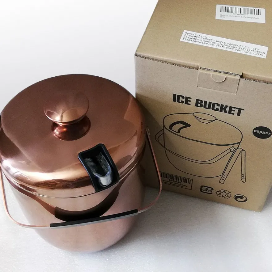 3L Eiseimer 304 Edelstahl mit Abtropfgitter Eiszange, Eiswürfelbehälter Eiskühler