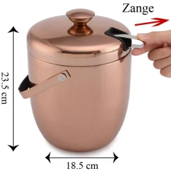 3L Eiseimer 304 Edelstahl mit Abtropfgitter Eiszange, Eiswürfelbehälter Eiskühler