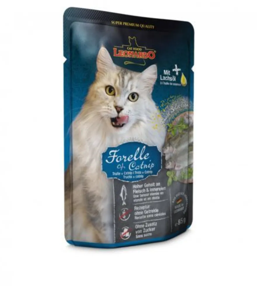 Leonardo | Frischebeutel | Forelle + Catnip (16 x 85 g)