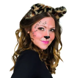 Leoparden Set Haarreif Ohren Schwanz Leo Katze Tierkostüm Karneval Fasching