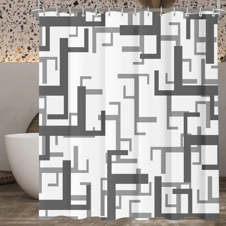 Lerores Duschvorhang Block Antischimmel Textil 200x160cm 12 Ösen Badezimmer