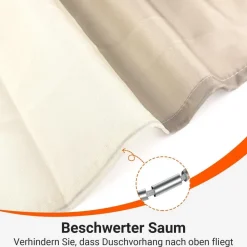 Lerores Duschvorhang 80x180 cm Beige Streifen, Wasserabweisend, Waschbar