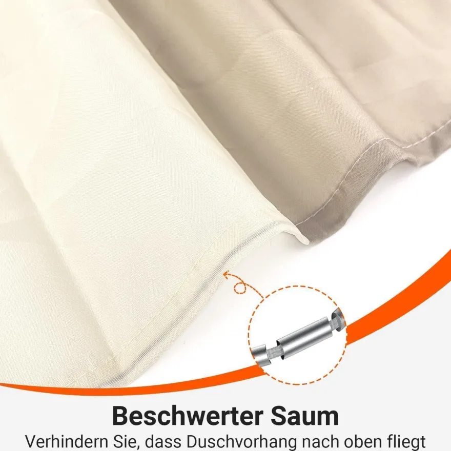 Lerores Duschvorhang 80x180 cm Beige Streifen, Wasserabweisend, Waschbar