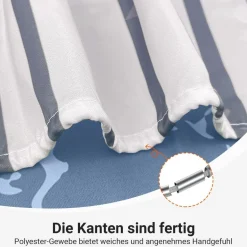 Lerores Duschvorhang 120x200 cm Blau Blätter Linie, Beschwerter Saum