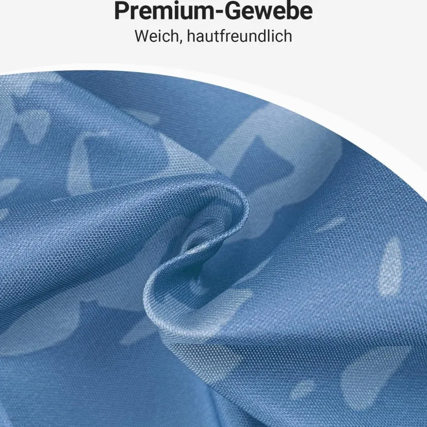 Lerores Duschvorhang 120x200 cm Blau Blätter Linie, Beschwerter Saum