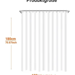 Lerores Duschvorhang 120x180cm Reinweiß - Wasserabweisend, Antischimmel