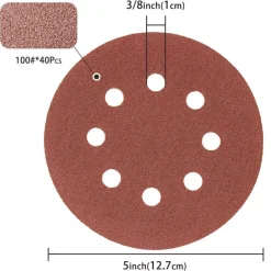 LESNIC 100er Klett-Schleifscheiben 125mm, 100 Körnung, 8 Loch