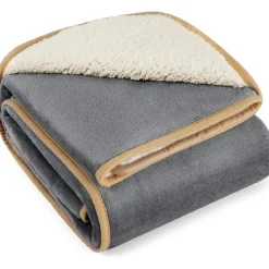 Lesure Wasserdichte Hundedecke Sherpa Fleece 100x80cm Grau, Waschbar & Wendbar