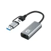 LevelOne Adapter USB-C + USB-A -> RJ45 10/100/1000/2500, gr