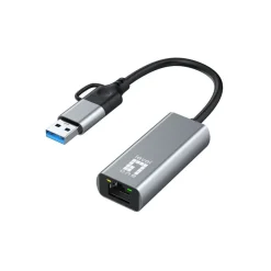 LevelOne Adapter USB-C + USB-A -> RJ45 10/100/1000/2500, gr