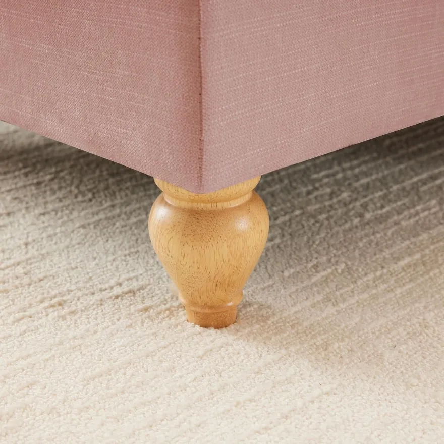 L-förmiges 2-Sitzer Sofa, Chenille Stoff, Rosa, 190 cm, Mittelalter Stil mit