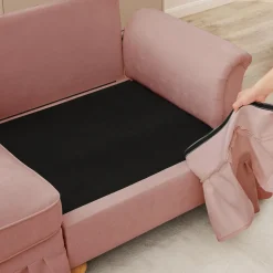 L-förmiges 2-Sitzer Sofa, Chenille Stoff, Rosa, 190 cm, Mittelalter Stil mit