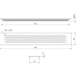 Lüftungsgitter Aluminiumgitter Stegblech vers. Farben 80x480mm Lüftungsblech