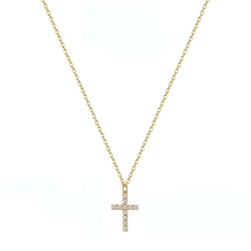 Lilbitty Kreuz Diamant Kette Gold 14K Halskette Damen Modeschmuck