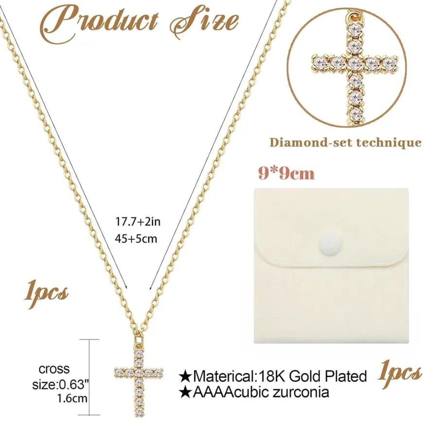 Lilbitty Kreuz Diamant Kette Gold 14K Halskette Damen Modeschmuck