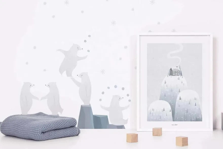 Lilipinso Poster Eisberge grau weiss