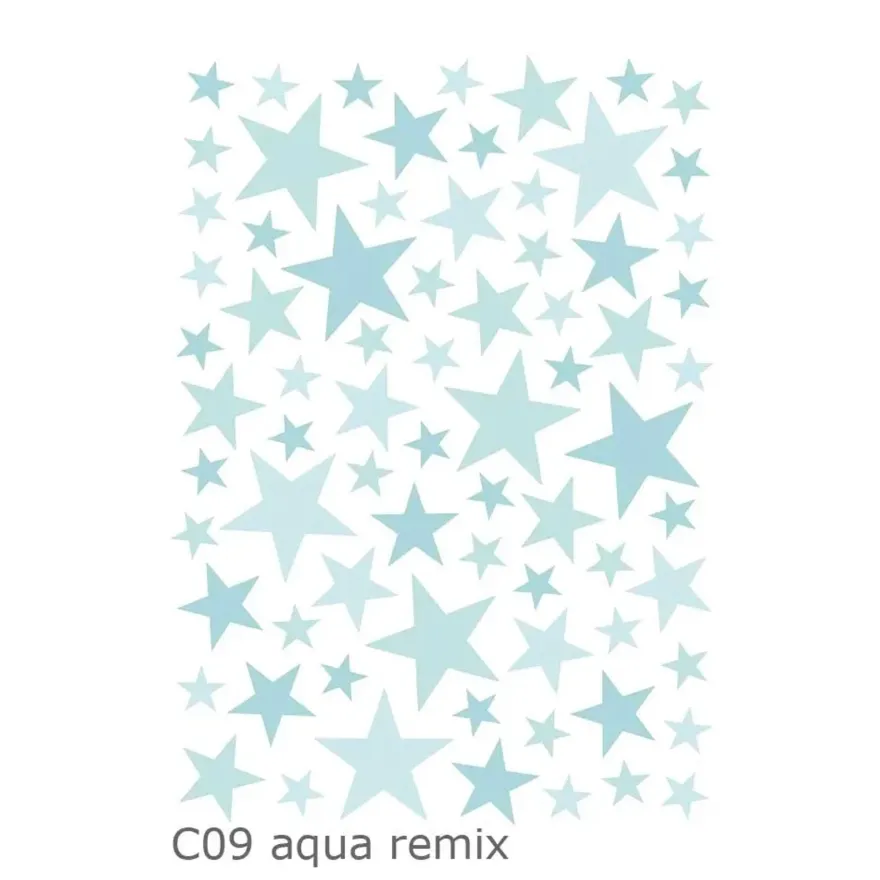 Lilipinso Wandsticker Basics gemischte Sterne, Farbe: aqua remix