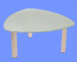 LIN-5H Couchtisch Glas Wankelform mit/ ohne Ablage echt Edelstahlgestell mit Rollen