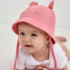 Liupuudly Baby Sonnenhut mit Ohren, UV-Schutz, Baumwolle, Strandhut für 3-12