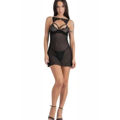 Livco Corsetti Fashion Chemise mit Tanga Krolina LC 90734 Schwarz