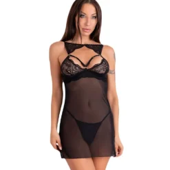 Livco Corsetti Fashion Chemise mit Tanga Krolina LC 90734 Schwarz