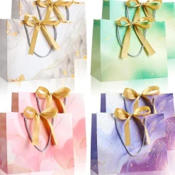 Livdouyu 8 Stück Geschenktaschen, Marmoriertes Design, 25x20x12.5cm, Perfekt