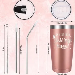 Livole Isolierter Camping Becher 20oz (600ml) - Roségold - Geschenk für Frauen