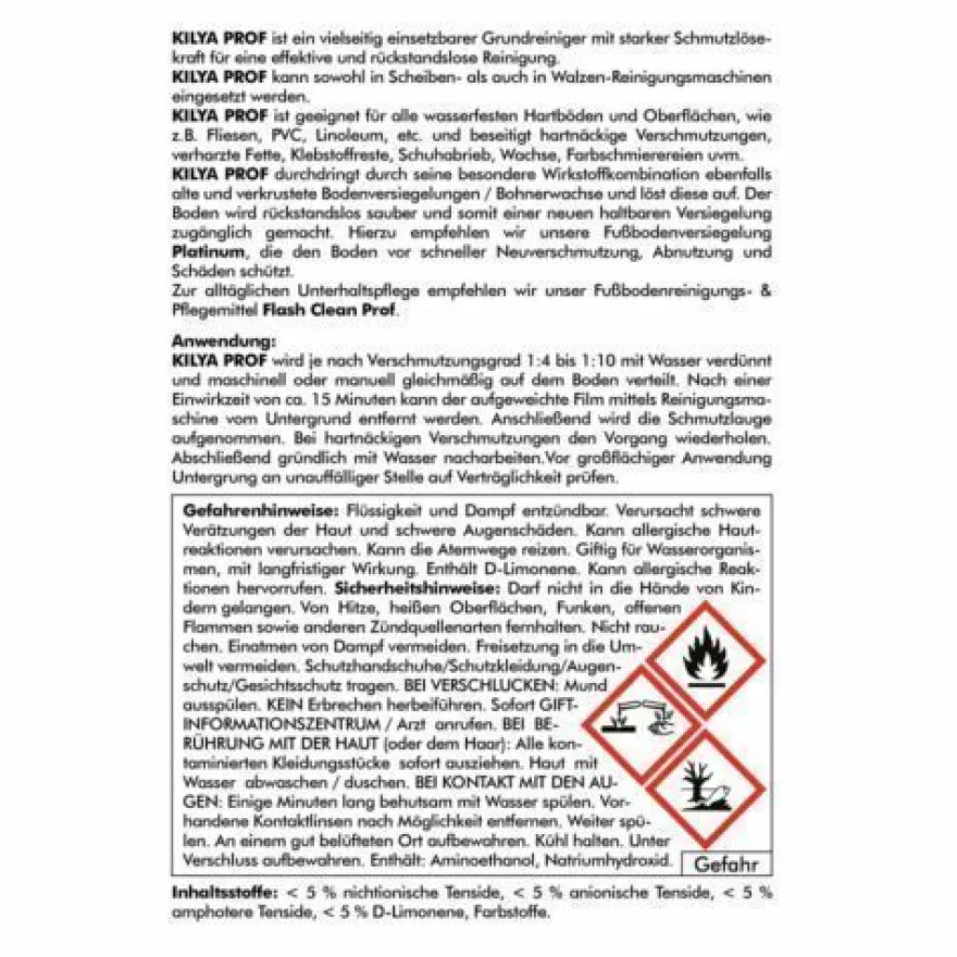 1 L Kilya Prof Grundreinigung Konzentrat für Reinigungsmaschinen