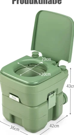 20L + 12L Campingtoilette abnehmbarem Abwassertank Campingklo tragbar Reisetoilette
