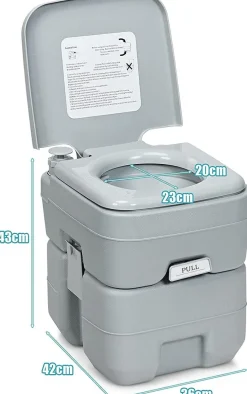 20L + 12L Campingtoilette abnehmbarem Abwassertank Campingklo tragbar Reisetoilette