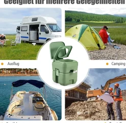 20L + 12L Campingtoilette abnehmbarem Abwassertank Campingklo tragbar Reisetoilette