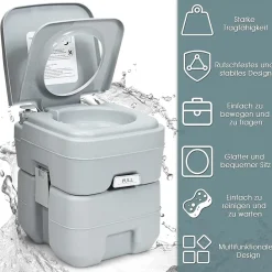 20L + 12L Campingtoilette abnehmbarem Abwassertank Campingklo tragbar Reisetoilette