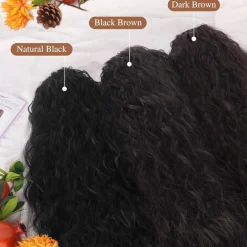 Lockige 56cm Pferdeschwanz Extension Schwarz Braun Hitzebeständig Jeden Tag