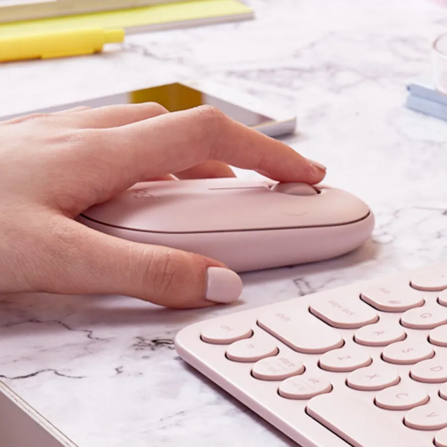 Logitech M350 PEBBLE Wireless Maus Rosa