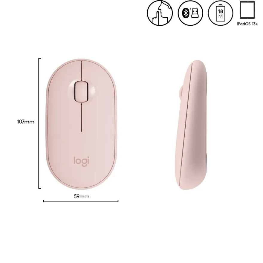 Logitech M350 PEBBLE Wireless Maus Rosa