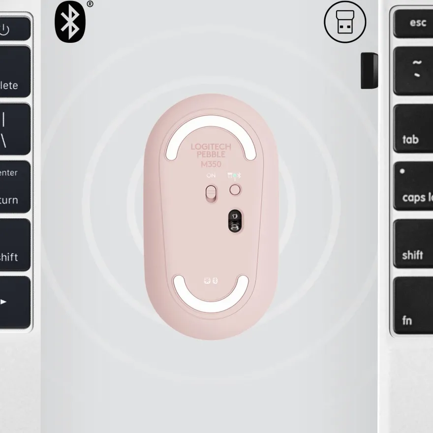 Logitech M350 PEBBLE Wireless Maus Rosa