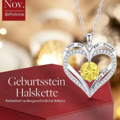 LOUISA SECRET Damen Halskette mit Herz Anhänger, 925 Sterling Silber, Rosegold