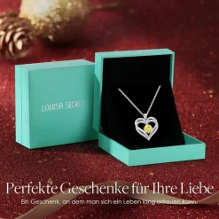 LOUISA SECRET Damen Halskette mit Herz Anhänger, 925 Sterling Silber, Rosegold