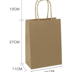 Loveinside Kraft Papiertüten Medium Braun mit Griffen, 25 Stück - 21x11x27 cm